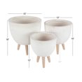 thumbnail image 3 of DecMode 15", 13", 11"W Indoor Outdoor White Fiberclay Planter with Wood Legs (3 Count), 3 of 9