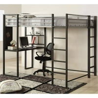 Furniture of America Mattelius Full Loft Bed in Silver and Gun Metal