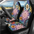 thumbnail image 2 of KUIFORTI Boho Floral 14 Pcs Auto Seat Covers Car Headrest Protectors Auto Center Console Armrest Pad with Wristlet Keychain Stretch Polyester Fabric Cover for Cars SUV Sedans, 2 of 7