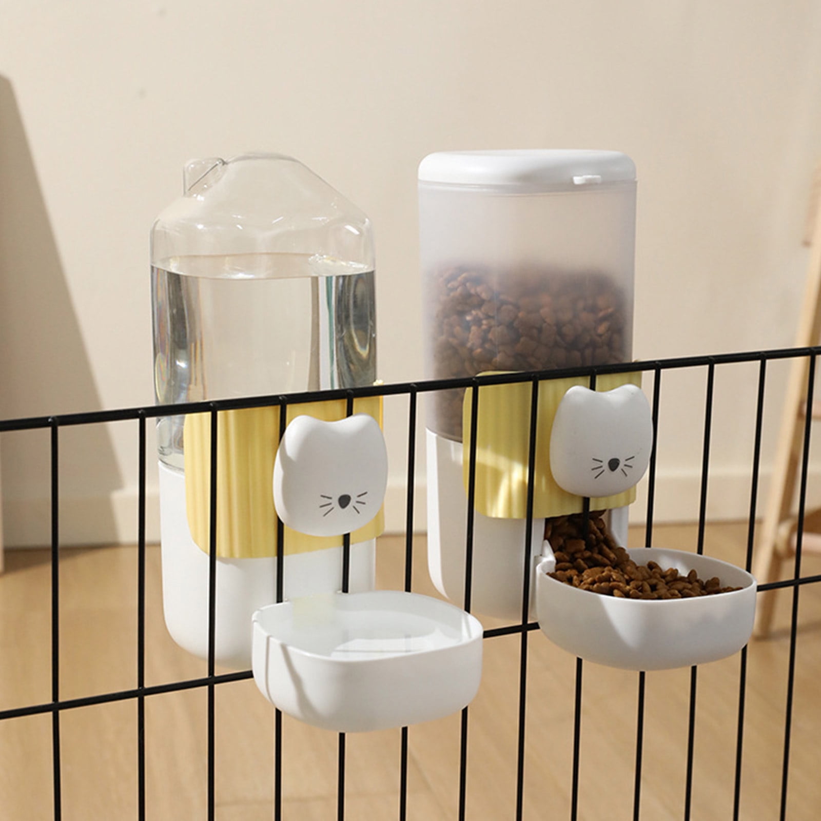 Automatic Dog Feeder Water Dispenser With Cartoon Cats Face Safe PP Easy Installation For Busy Owner Home Decors