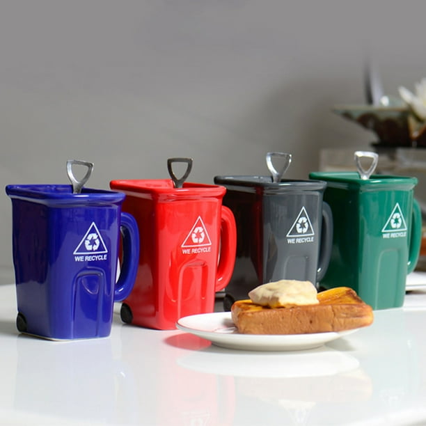 mfyjkho Taza de cerámica estilo inodoro con forma de cubo de basura, diseño original, 7,87 x 7,08 x 5,11 pulgadas, decoración única para el hogar, 1 pieza
