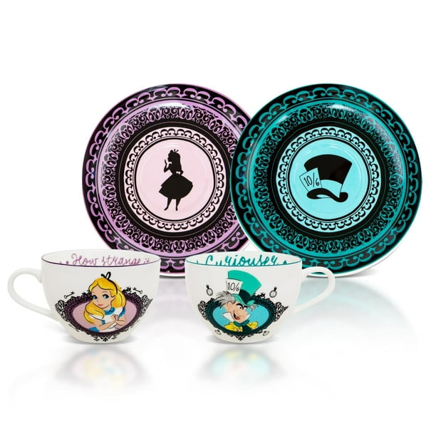 Set de taza de té y platillo Alicia en el país de las maravillas Mad Hatter x2