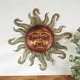 thumbnail image 2 of DecMode Copper Metal Sun Wall Decor with Smiling Face and Curved Rays, 2 of 7