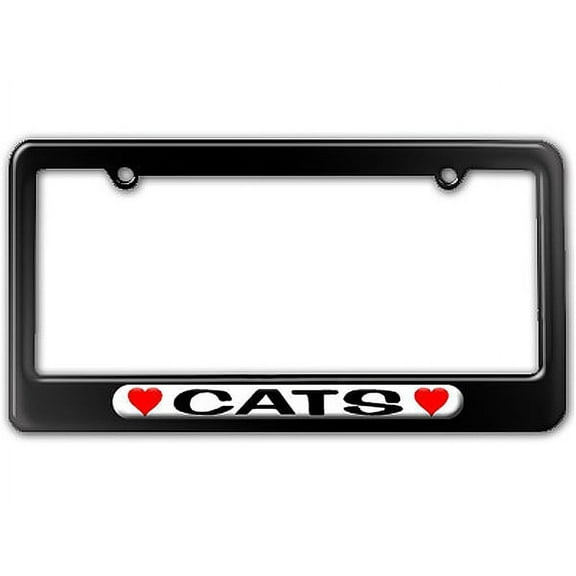 Cats Love with Hearts License Plate Frame