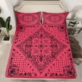 thumbnail image 2 of Manfei Boho bohemian Floral Twin Sheet Sets,Vintage Damsk Twin Fitted Sheet,Pink Black Flat Sheet For Men Women,Super Cozy Room Decor,3pcs, 2 of 7