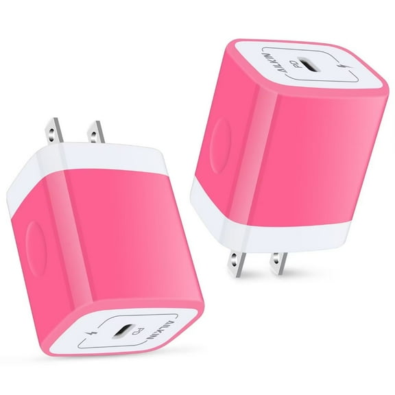 Usb c block,USB C Wall Charger Block,2PACK AILKIN PD 20W USB C Wall Charger Power Delivery Fast Charging for Android Type C Charger Block,Rose