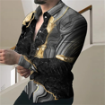thumbnail image 1 of Camisa geométrica para hombre, suave y cómoda para uso diario, elegante camisa de manga larga a cuadros, camisa de gran tamaño de alta calidad XS-6XL, 1 of 6