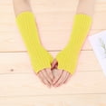 thumbnail image 2 of Long Fingerless Arm Warmers for Women and Men Thumb Hole Design Winter Gloves, 2 of 7