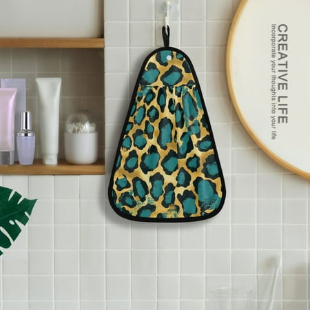 

Gold Leopard Print Hanging Towel Kitchen Hand Towel Bathroom Absorbent Towel Machine Washable Quick Dry Dishcloths