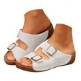 thumbnail image 1 of IUJSOY Womens Wedge Sandals Double Buckle Slip on Slippers Comfortable Arch Support Walking Shoes, 1 of 9