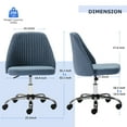 thumbnail image 2 of Home Office Chair, Mid Back Armless Fabric Upholstered Desk Chair with Wheels Adjustable Swivel Vanity Chair for Bedroom,Living Room, Blue, 2 of 8