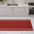 thumbnail image 6 of Ottomanson Extra Long Runner Rug 2'7" x 25' – Non-Slip Low Pile Hallway Carpet, Trellis Burgundy Red, 6 of 10
