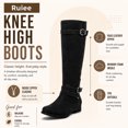 thumbnail image 3 of LOVE STEETLY Women's Knee High Chunky Heel Boots, Side Zipper Round Toe Faux Leather Casual Buckle Comfort Versatile Boot., 3 of 7