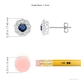 thumbnail image 2 of Angara Natural 0.44 ct. Blue Sapphire with Diamond Halo Earrings in Sterling Silver for Women, 2 of 7
