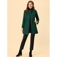 thumbnail image 3 of Abrigo de invierno Allegra K con bolsillos inclinados y doble botonadura Verde oscuro XL, 3 of 6