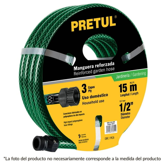 Manguera para jardín 1/2 Reforzada 3 Capas 20m Pretul Pretul MAN-20X1/2PR
