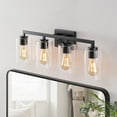 thumbnail image 2 of Kawoti  28.75in 4-Light Bathroom Vanity Light with Clear Glass Shade Matte Black, 2 of 5