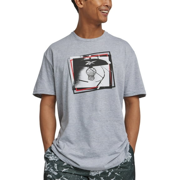 Reebok Mens Regular fit Short Sleeve Graphic T-Shirt Shirt XXL Grey