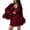 Wine, variant on GZMOALH Women's Satin 3 Piece Pajama Set with Feather Trim Robe, Bralette Top and Matching Shorts
