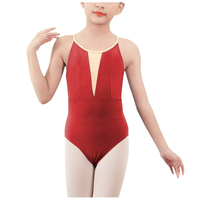 Reduced Price,Children's Dance Practice Suit, Solid Color Top & Shorts, Elastic Waist, Mid Size, Versatile Performance Gear Adjustable Fit|Cotton,Red,Sopatenor