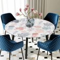 thumbnail image 5 of Elastic Fitted Round Tablecloth, Red Grey Coastal Waterproof Stretch Table Cover for 45"-54" Tables, Nautical Summer Beach Coral Sea Turtle Washable Outdoor Tablecloths for Patio, Picnic, Camping, 5 of 9