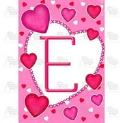 America Forever Flags Monogram Letter E House Flag - Happy Valentine's Day - 28 x 40 Inches, Holiday Love Hearts Valentine House Flag, Seasonal Yard Outdoor Decorative Double Sided Flag