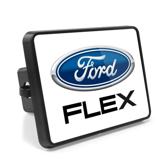 Ford Flex UV Graphic White Metal Plate on ABS Plastic 2 inch Tow Hitch Cover