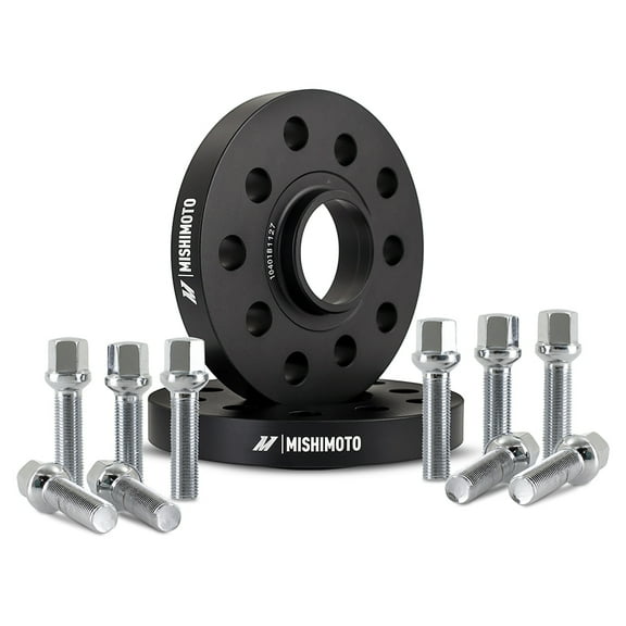Mishimoto Wheel Spacers, 5x100 / 5x112, 57.1 Center Bore, M14x1.5, 15mm Thick, Black