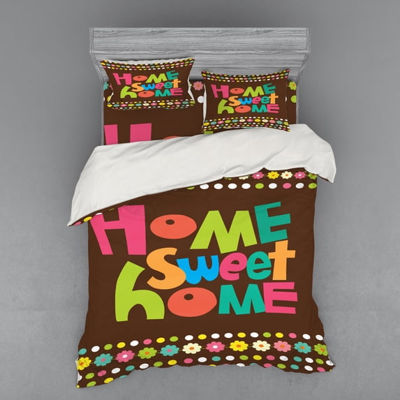 Ambesonne Saying Bedding Set 4 Pcs, Colorful Funky, Queen, Multicolor