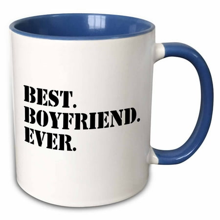 1st Anniversary Gift For Him 3dRose Best Boyfriend Ever - fun romantic love and dating gifts for him - for anniversary or Valentines day - Two Tone Blue Mug, 11-ounce ()