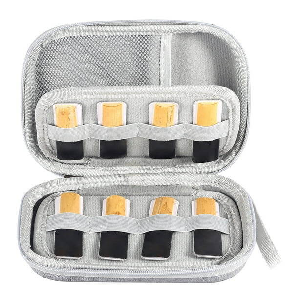 Estuche de Cañas, Caja de Almacenamiento de Cañas Capacidad Capacidad para 20 Cañas para Saxofón y Clarinete Con Bolsillo de Malla