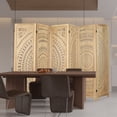 thumbnail image 5 of Fionafurn Panel Carved Wood Room Dividers 5.6FT Room Divider and Folding Privacy Screen Freestanding Wooden Screen Room Divider Room Separation for Bedroom Living Room Office Restaurant(Natural), 5 of 8