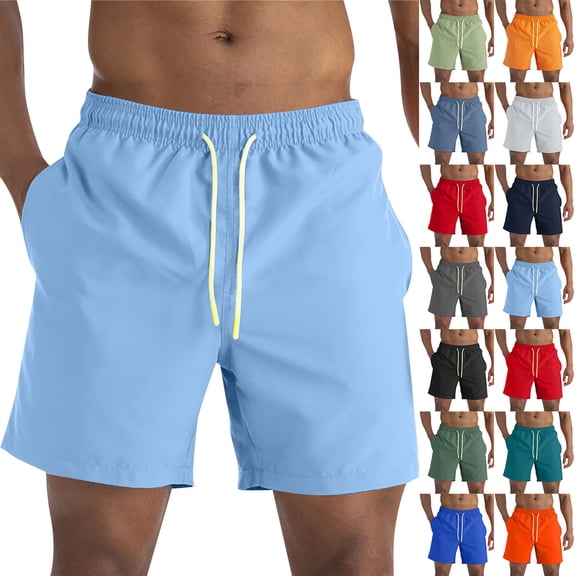 Mens Swim Trunks Men's Quick-Dry Swim Trunks Solid Color Beach Shorts with Mesh Lining Zipper Pockets 4 Inch Length Summer Bathing Suit for Swimming Surf Sports Red M
