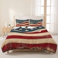thumbnail image 3 of Full Quilt Set 78''x90'', Vintage American Flag Lightweight Summer Bedspread Coverlet Set with 2 Pillow Shams, Blue Red White Star US Flag Breathable All Season Quilt Bedding for Bedroom/Guest Room, 3 of 9