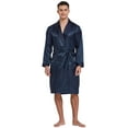 thumbnail image 3 of Tony & Candice Men's Satin Robe with Shorts Set Kimono Bathrobe (XX-Large, Navy Blue with Polka Dots), 3 of 3