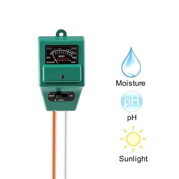 Medidor de pH del suelo, 3 en 1, medidor de humedad/luz/pH del suelo, kit de herramientas de jardinería para el cuidado de las plantas, ideal para jardín, césped, granja (verde) XianweiShao 8390611307554