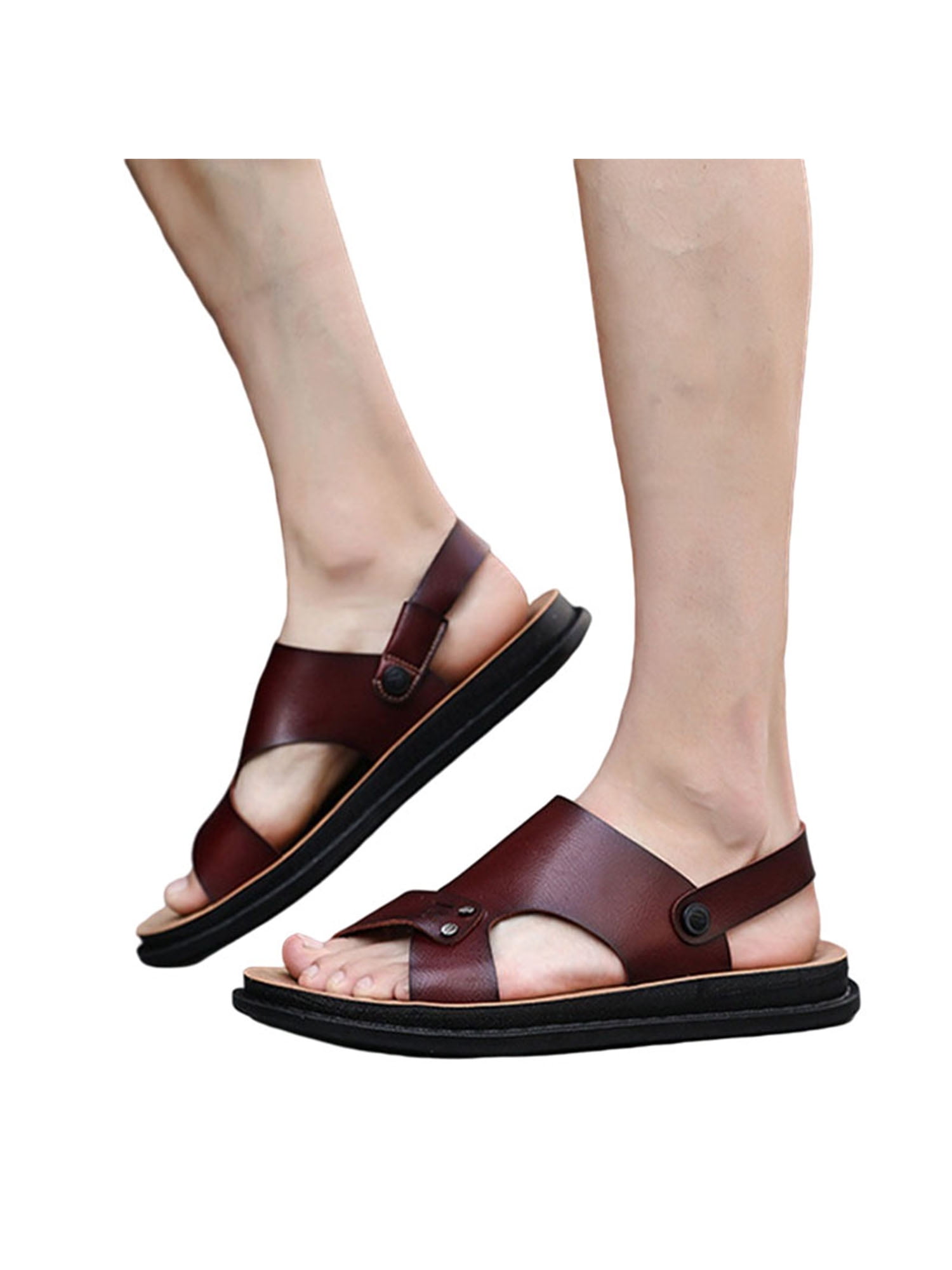 LUXUR Mens Slip On Sandals Open Toe 