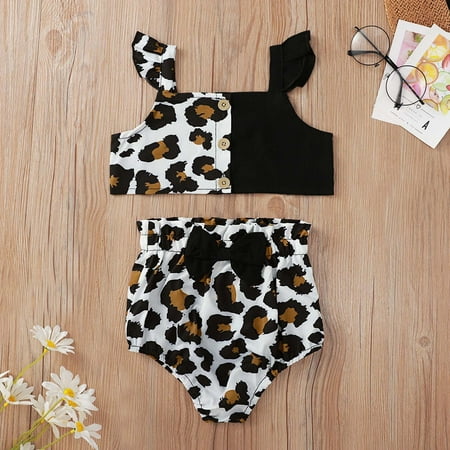 

EQWLJWE Newborn Baby Girl Clothes Sunflower Leopard Jumpsuit Romper Summer Bodysuit Girls Sets Holiday Clearance