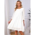 thumbnail image 2 of DARING DIVA Women's Chiffon 3/4 Sleeve Flowy Wedding Guest Dress S White, 2 of 7