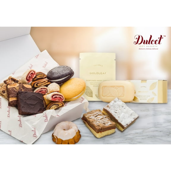 Dulcet Gift Baskets Gourmet Bakery Assortment Gift Box With Luxury Dusting Powder