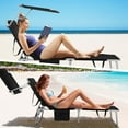 thumbnail image 2 of Goplus 2 PCS Foldable Sun Shading Lounge Chair Adjustable Beach Sunbathing Recliner Black, 2 of 12