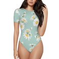 thumbnail image 2 of Goofa Floral Daisy Printed Women Rash Guard Short Sleeve,Tummy control Swimsuit Surfing Swimsuit Bathing Suit One Piece Swimsuit UPF 50-X-Large, 2 of 9