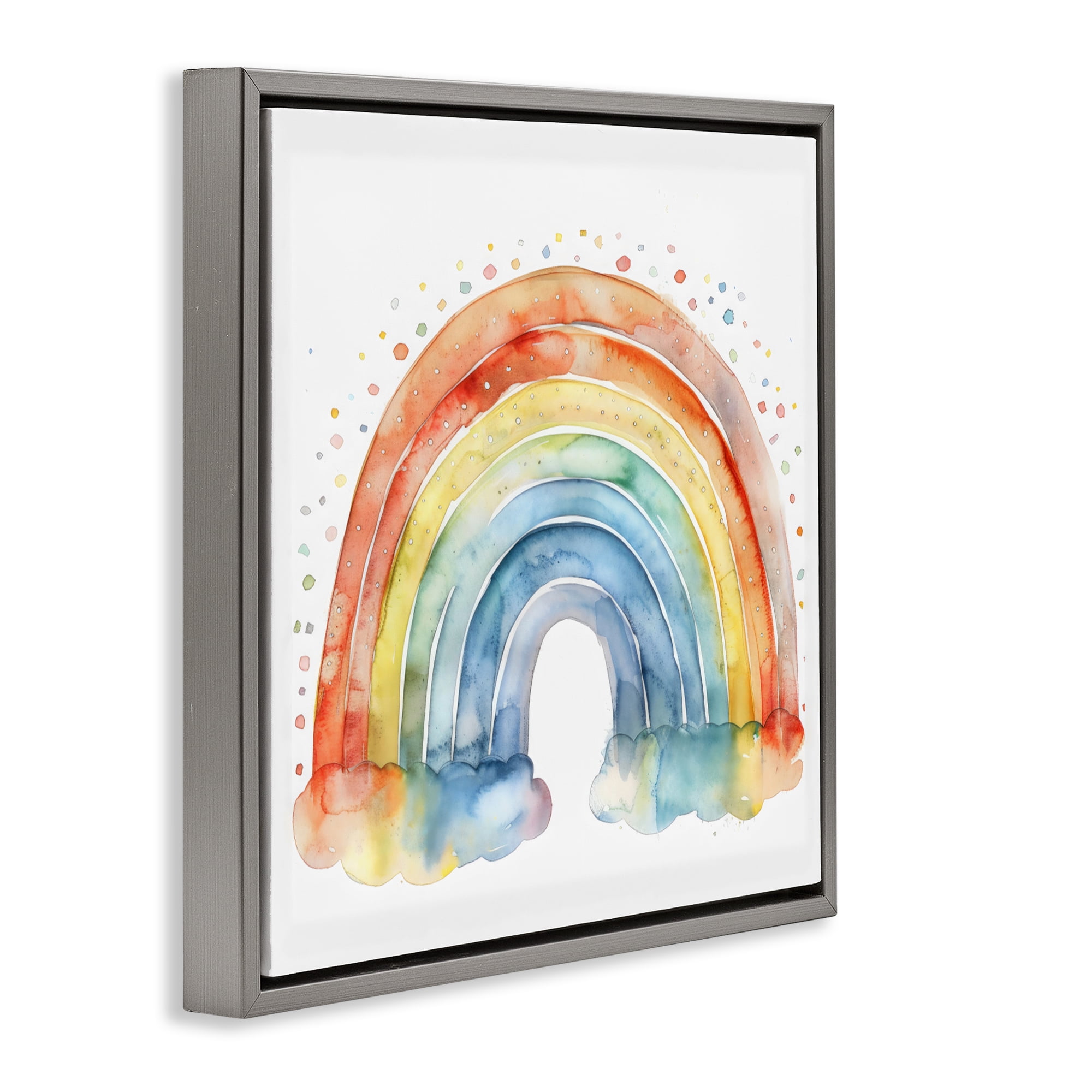 Stupell Industries Colored Rainbow Clouds Gray Framed Floater Canvas Wall Art, design by Creative Studio