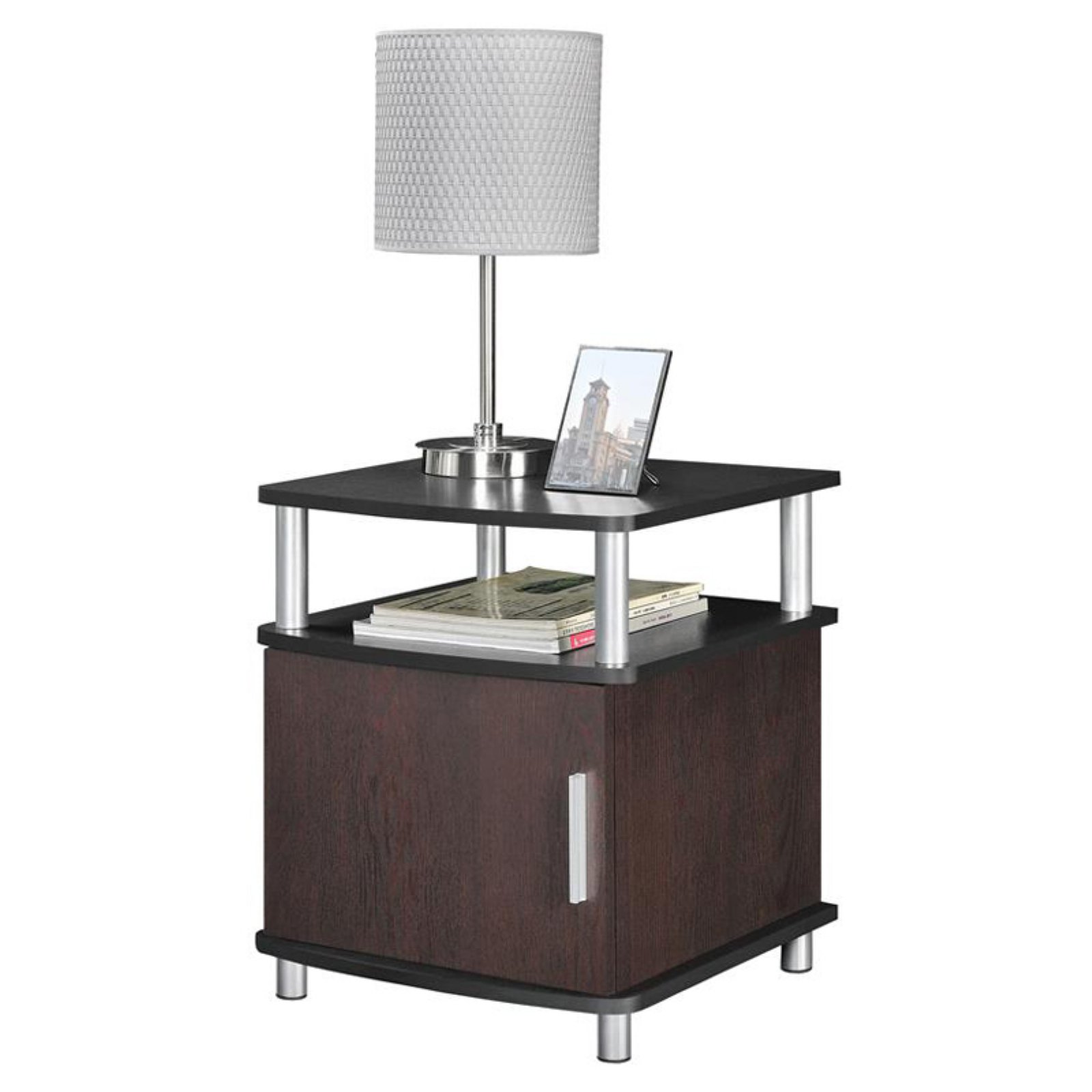 Ameriwood Home Carson End Table With Storage Cherry Black