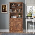 thumbnail image 3 of FANRAL 70.1" Tall Bookshelf with Drawers & Cabinet, 5-Tier Storage Organizer with Adjustable Shelves, Metal Handles for Home Office Living Room,Brown Bookcase, 3 of 8