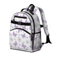 thumbnail image 2 of Purple Butterfly Flower Pattern Cute School Backpack Bag for School with Padded Back and Adjustable Shoulder Straps 15.25"x11.5"x5.25", 2 of 5