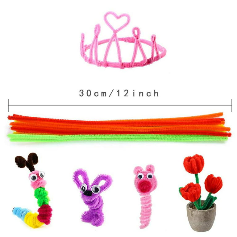 HoneyToys 300pcs 15 Colors Glitter Creative Pipe Cleaners Chenille Stem 12  Inches x 6 mm,Pipe Cleaners for Arts and Crafts (15colors, 12inches)