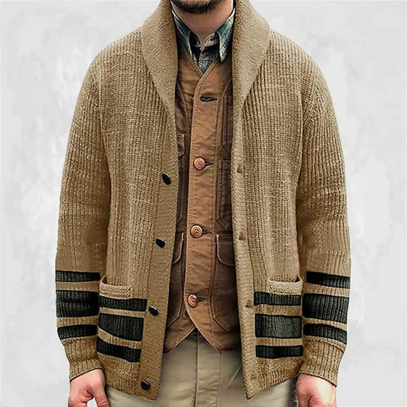 ZKCCNUK Men's Fashi Autumn And Winter Lapel Cardigan Butt Knit Sweater Men's Sweater