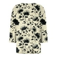 thumbnail image 5 of GEWSEY Womens 3/4 Sleeve Tops Summer Henley V-Neck Tshirts Casual Pleated Blouse Dressy Loose Floral Basic Tee (Beige, M), 5 of 5