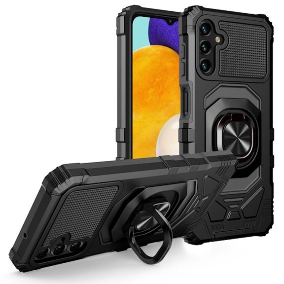 Military Grade Robotic Series Hybrid Case with Ring Grip for Samsung Galaxy A15 5G - Black